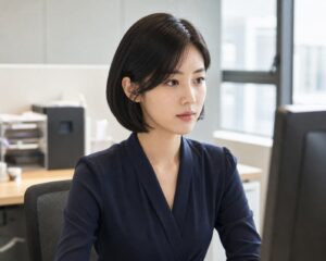 W02女生短鮑伯髮型-日常場景-02-辦公室側角