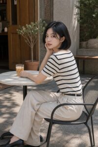 W02女生短鮑伯髮型-日常場景-17-戶外咖啡坐姿