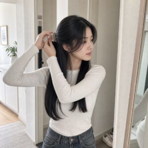 W14女生低層次長直髮 日常場景 08 半綁