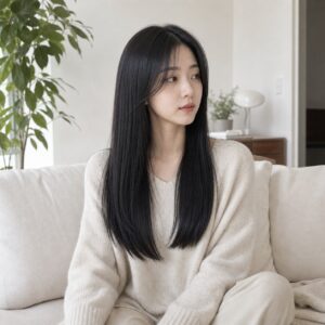 W14女生低層次長直髮 日常場景 11 居家自然放髮