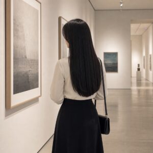 W14女生低層次長直髮 日常場景 12 美術館背面