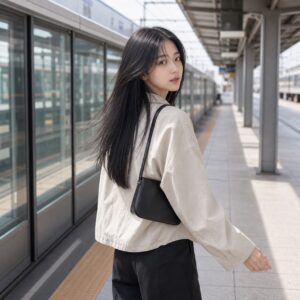 W14女生低層次長直髮 日常場景 16 月台動態照