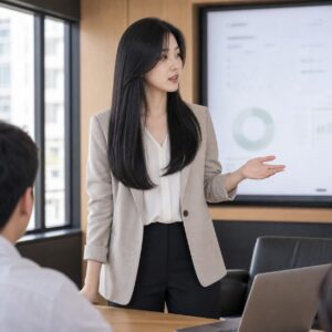 W14女生低層次長直髮 日常場景 17 工作簡報
