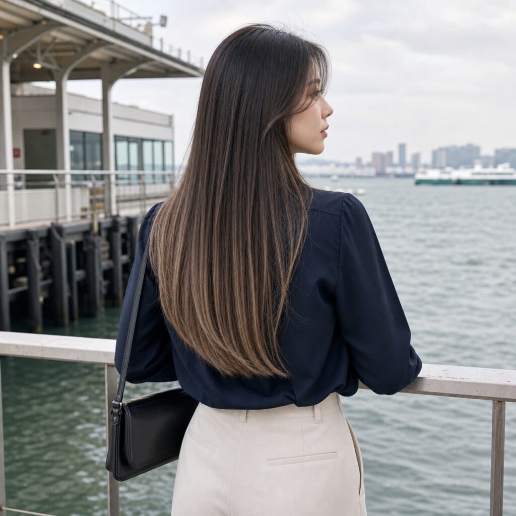W14女生低層次長直髮 染髮變化 18 冷米棕手刷染
