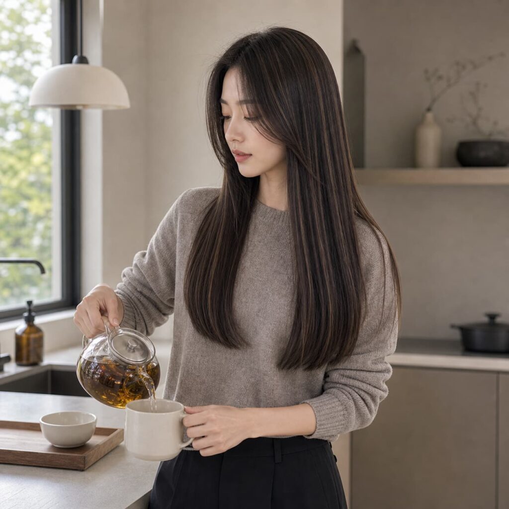 W14女生低層次長直髮 染髮變化 20 深咖啡細挑染