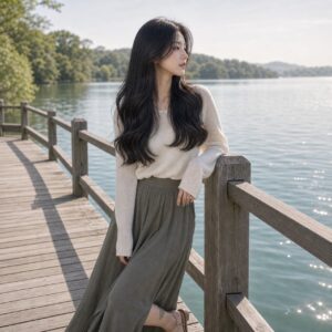 女性大波浪長髮日常照片