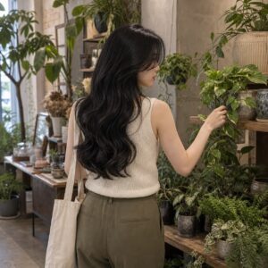 女性大波浪長髮日常照片