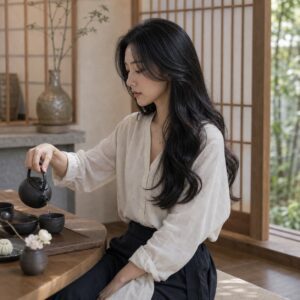 女性大波浪長髮日常照片