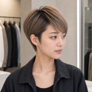 女性精靈短髮染髮深髮根米棕