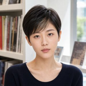 女性精靈短髮染髮瀏海米色挑染