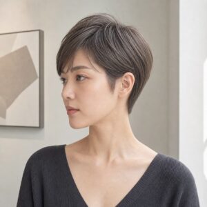 女性精靈短髮染髮亞麻灰棕