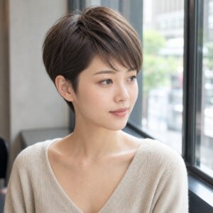 女性精靈短髮染髮柔霧棕全染