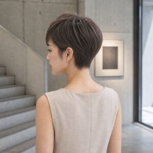 女性精靈短髮染髮亞麻灰棕