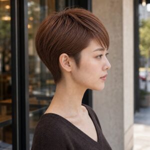 女性精靈短髮染髮銅棕