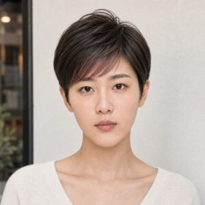 女性精靈短髮染髮粉棕瀏海染