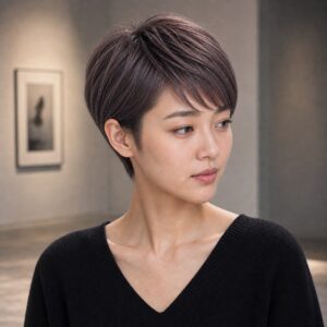 女性精靈短髮染髮薰衣草灰棕
