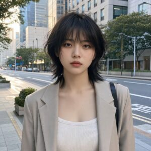 W10女生狼尾中短髮 日常場景 01 通勤街景