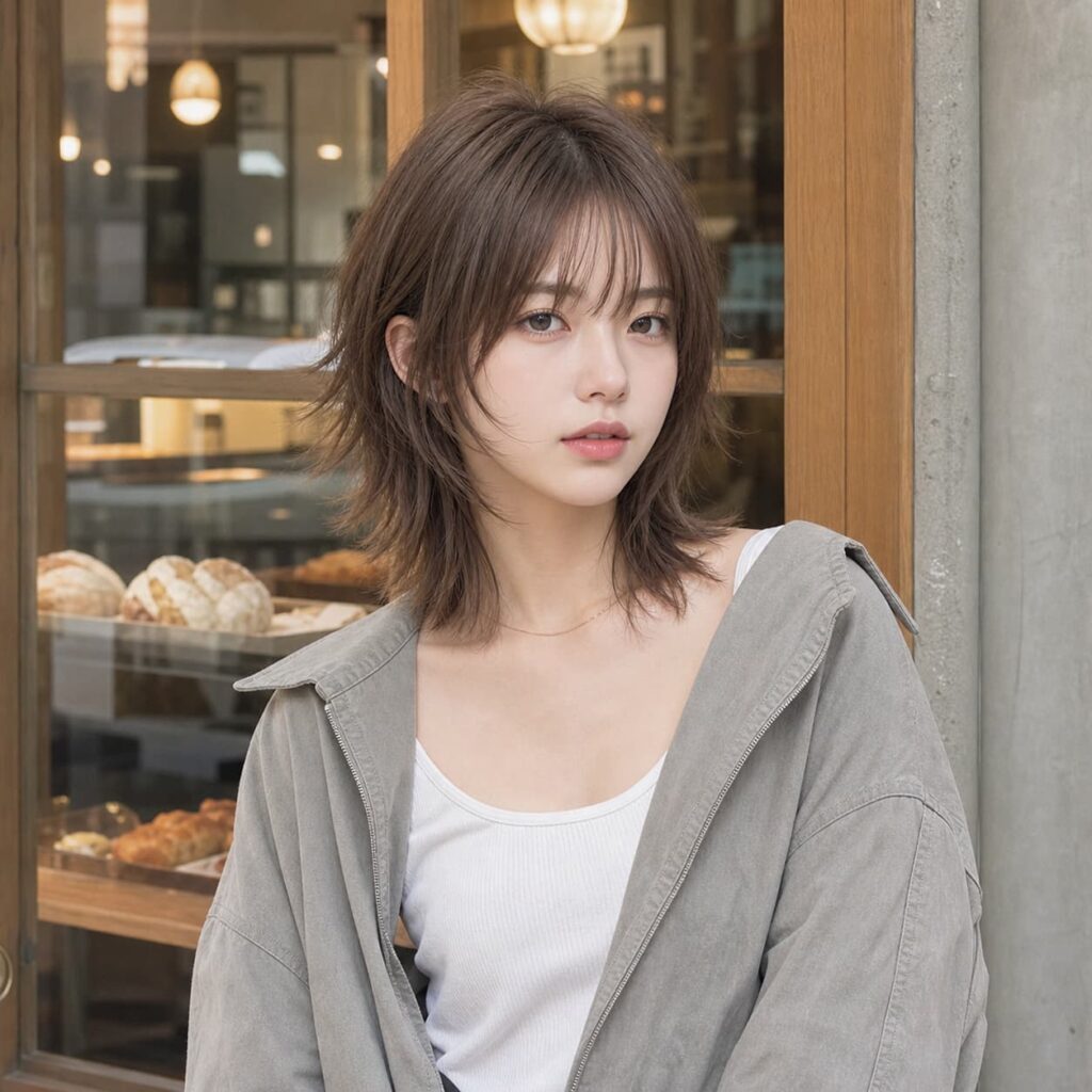 W10女生狼尾中短髮 染髮變化 01 柔霧棕