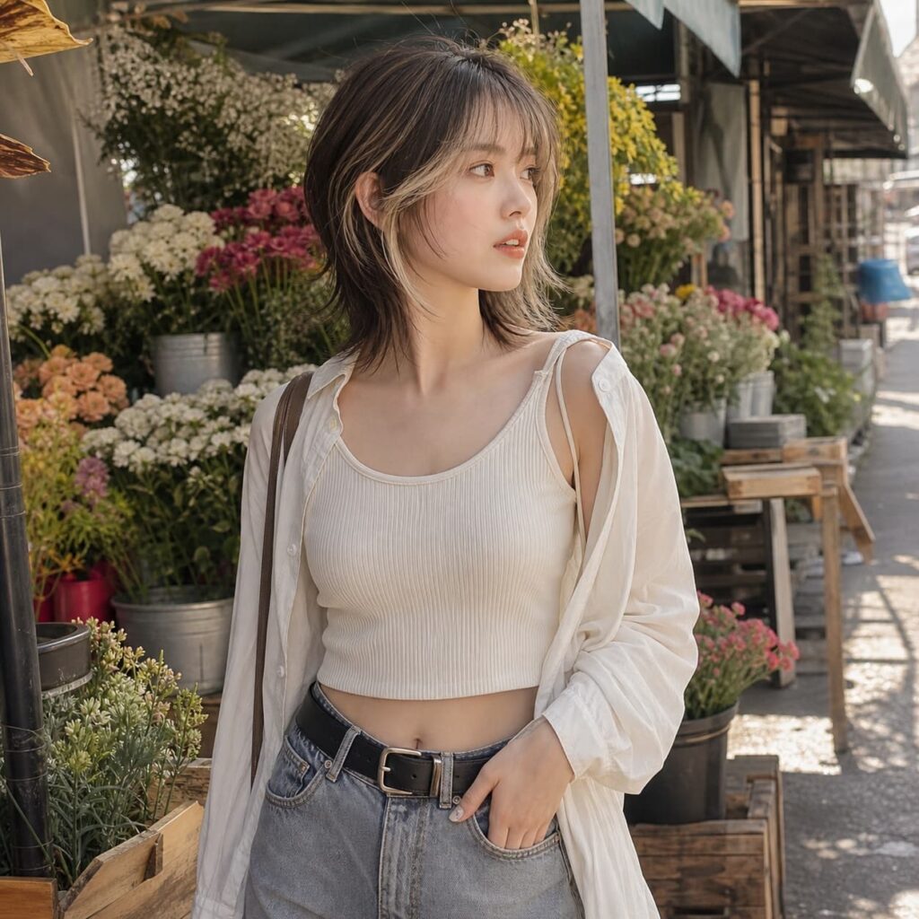 W10女生狼尾中短髮 染髮變化 06 臉周米棕挑染