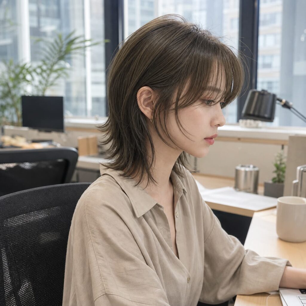 W10女生狼尾中短髮 染髮變化 10 橄欖棕