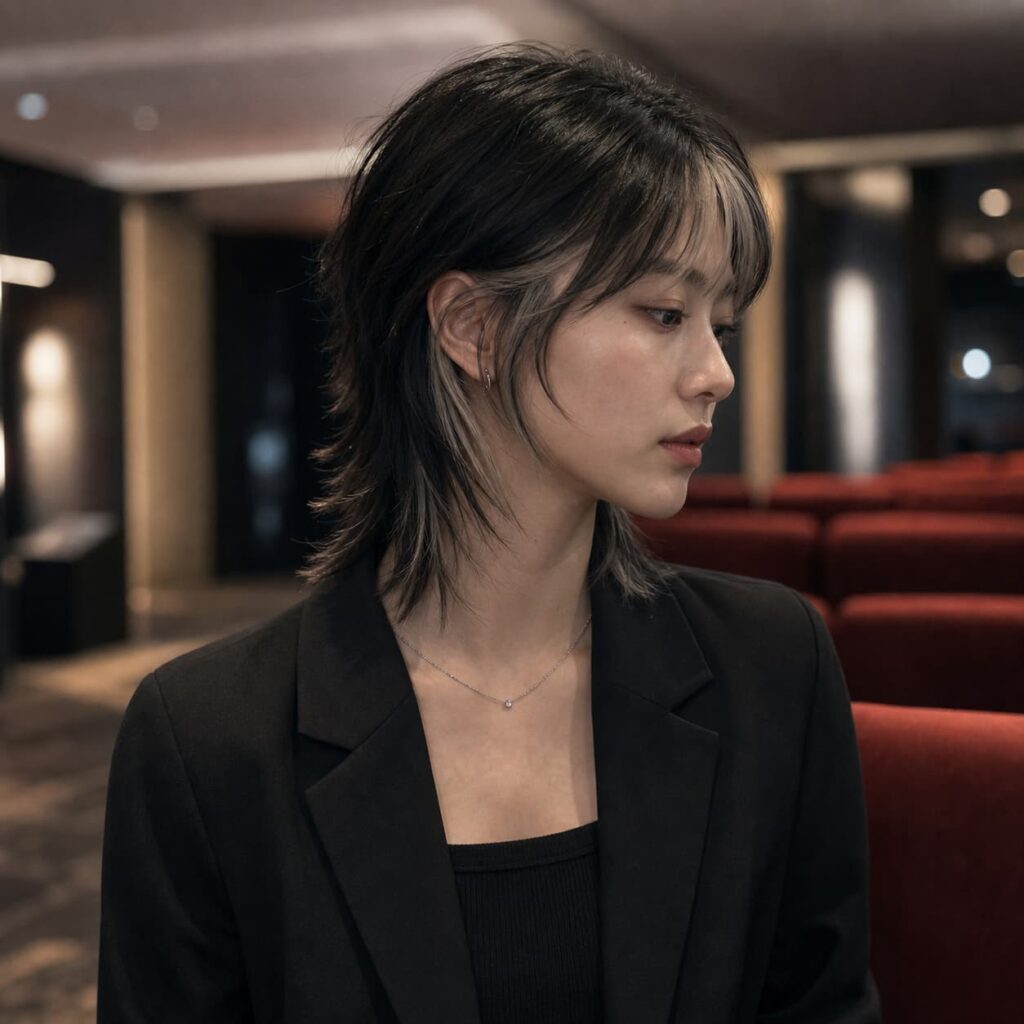 W10女生狼尾中短髮 染髮變化 17 銀米色臉周挑染