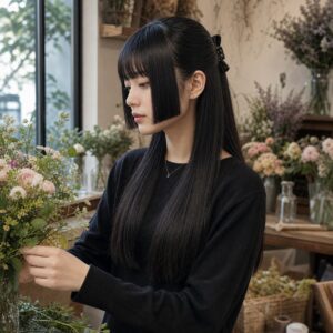 W17女生公主切長髮 日常場景 11 半綁髮夾