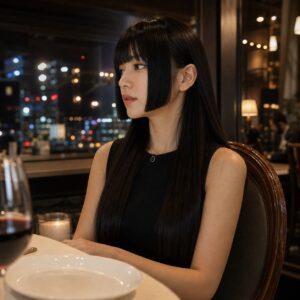 W17女生公主切長髮 日常場景 13 晚間餐廳
