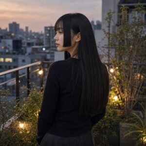 W17女生公主切長髮 日常場景 20 背側遠望