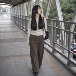 W17女生公主切長髮 日常場景 22 天橋右望