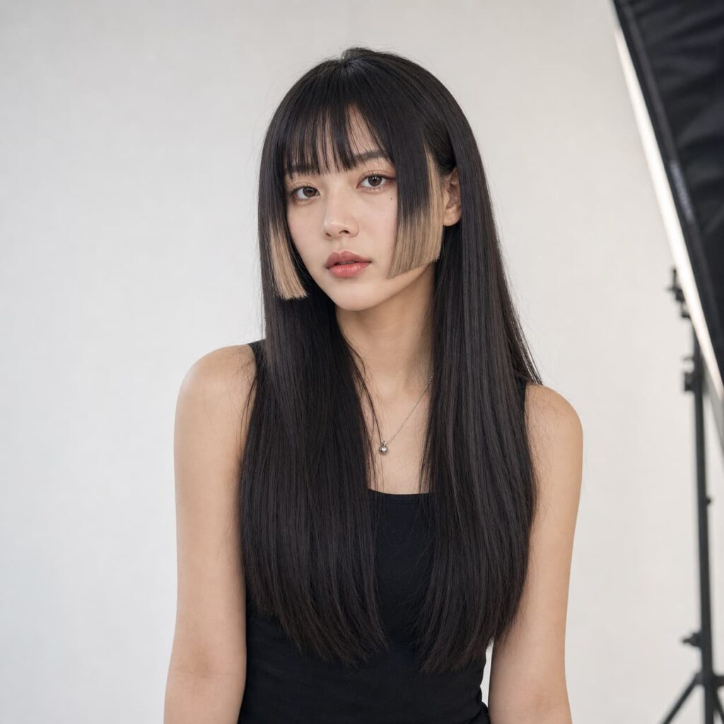 W17女生公主切長髮 染髮變化 08 臉周米色挑染