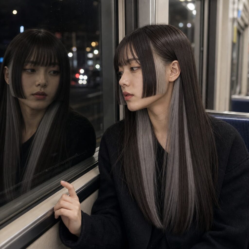 W17女生公主切長髮 染髮變化 21 銀灰內層染