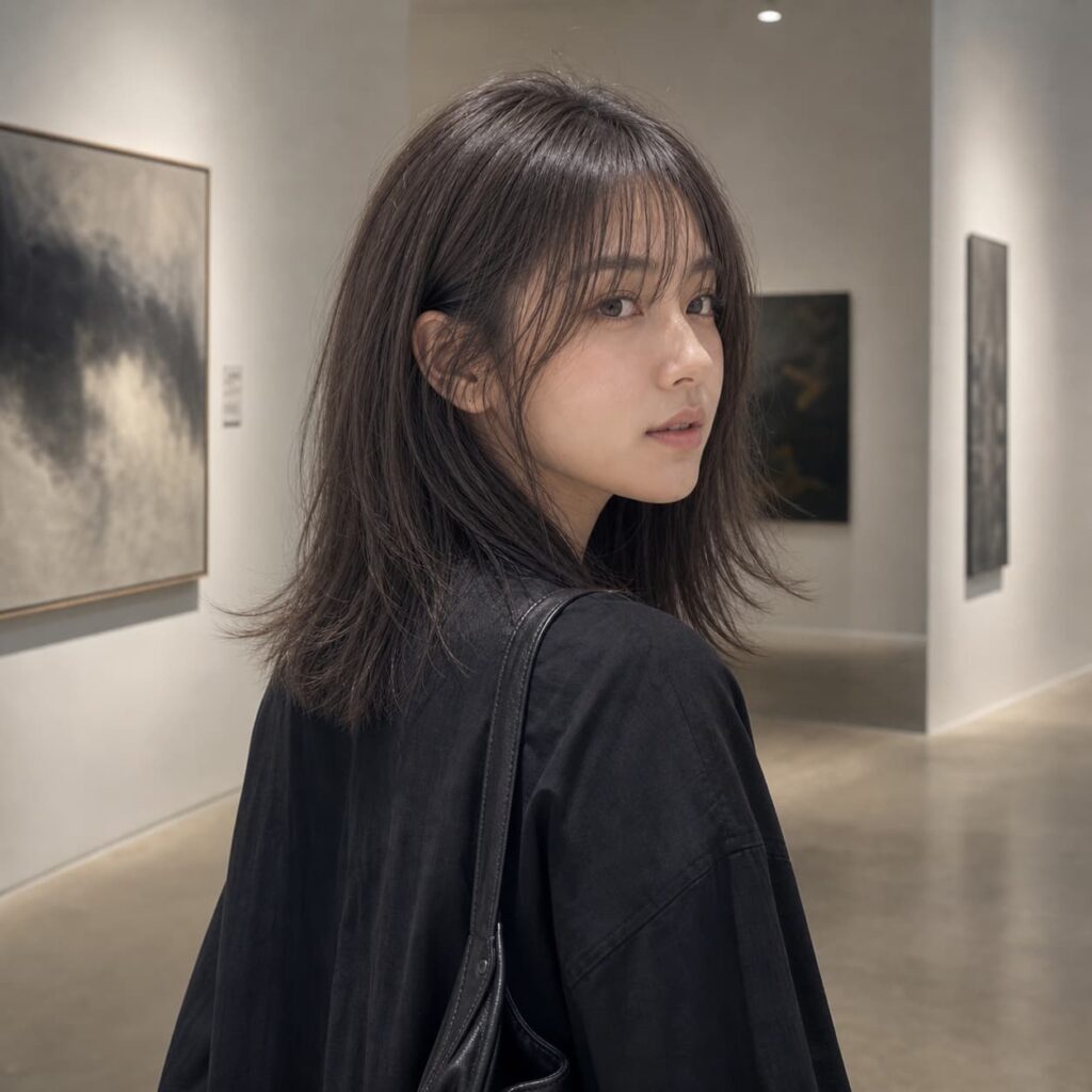 W20女生法式瀏海中長髮 染髮變化 06 煙燻灰棕