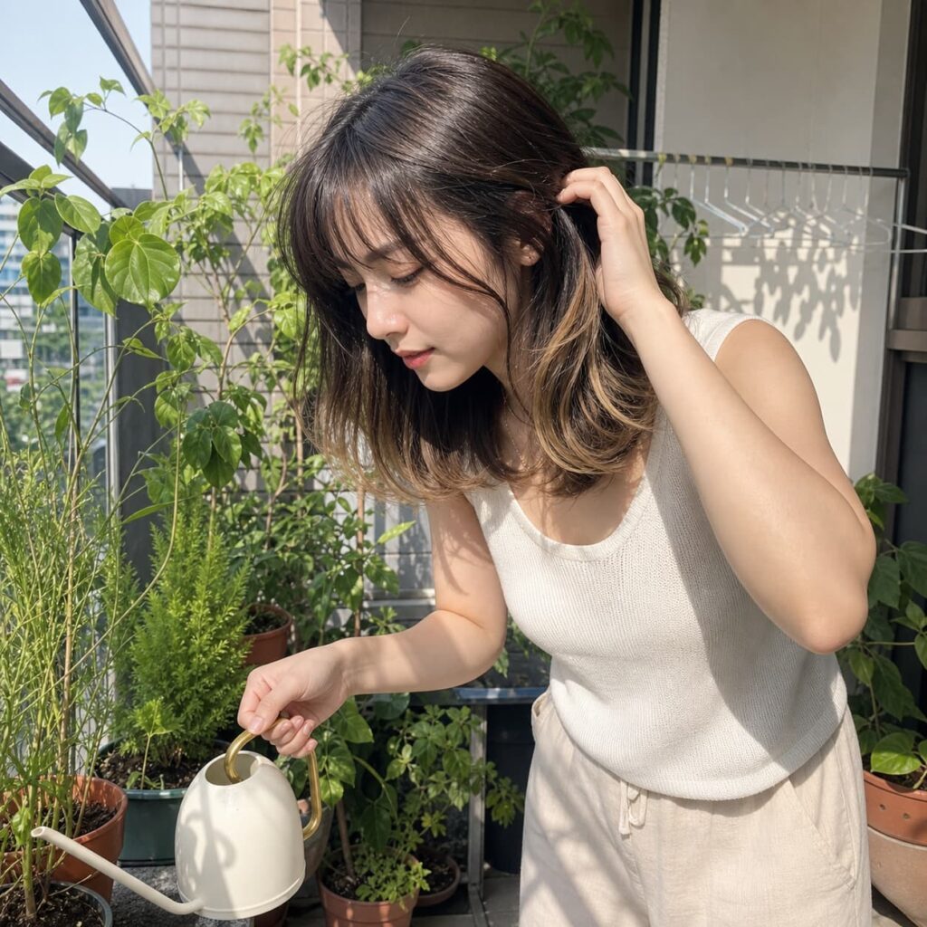 W20女生法式瀏海中長髮 染髮變化 20 蜂蜜米金手刷