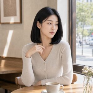 W04女生中短鮑伯髮型 日常場景 05 咖啡廳