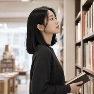 W04女生中短鮑伯髮型 日常場景 10 書店