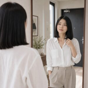 W04女生中短鮑伯髮型 日常場景 11 居家玄關