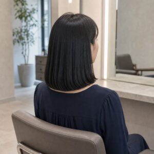 W04女生中短鮑伯髮型 日常場景 13 沙龍鏡前