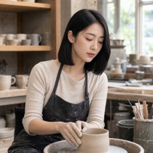 W04女生中短鮑伯髮型 日常場景 17 陶藝教室