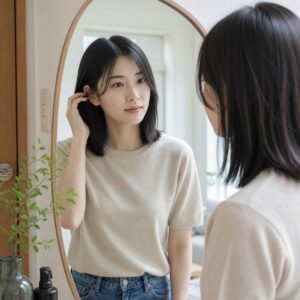 W06女生中短低層次髮型 日常場景 08 居家玄關