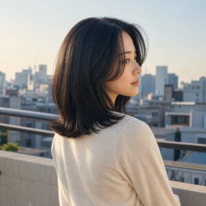 W06女生中短低層次髮型 日常場景 16 屋頂晨光