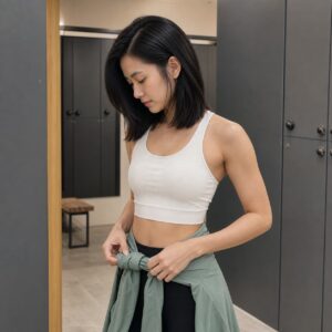 W06女生中短低層次髮型 日常場景 19 健身房置物區