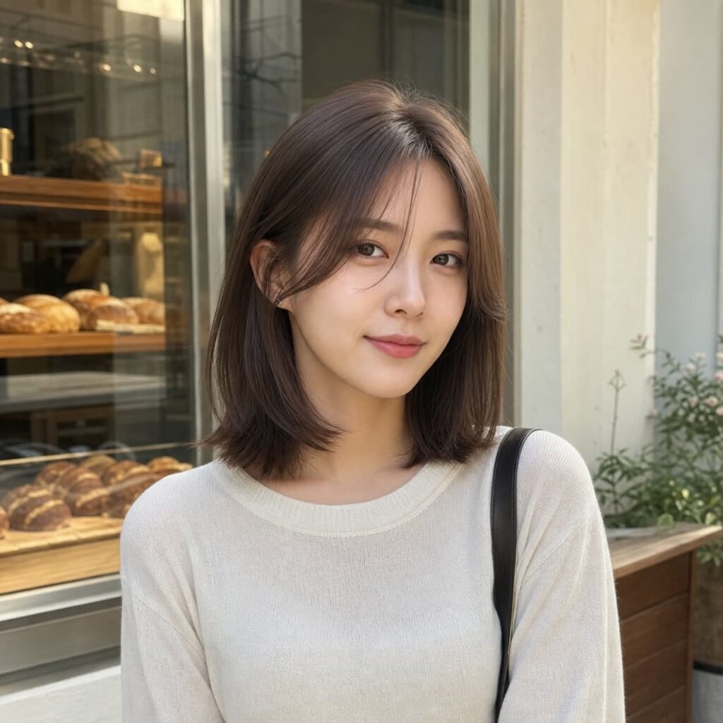 W06女生中短低層次髮型 染髮變化 01 柔霧棕