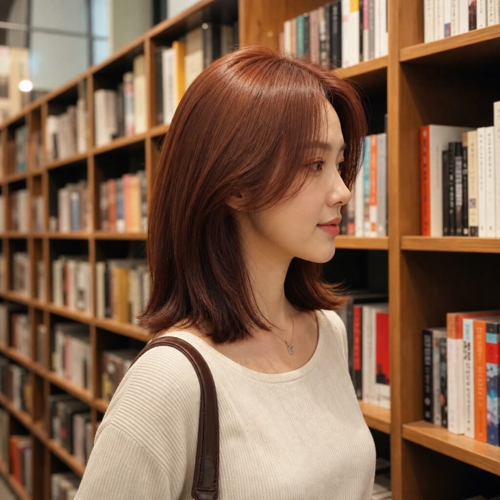 W06女生中短低層次髮型 染髮變化 09 銅棕