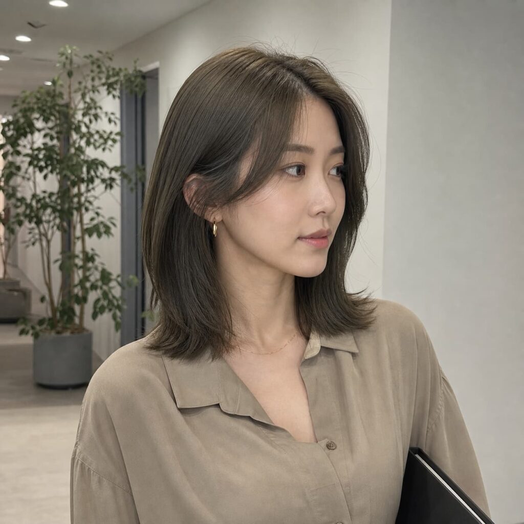 W06女生中短低層次髮型 染髮變化 10 橄欖棕