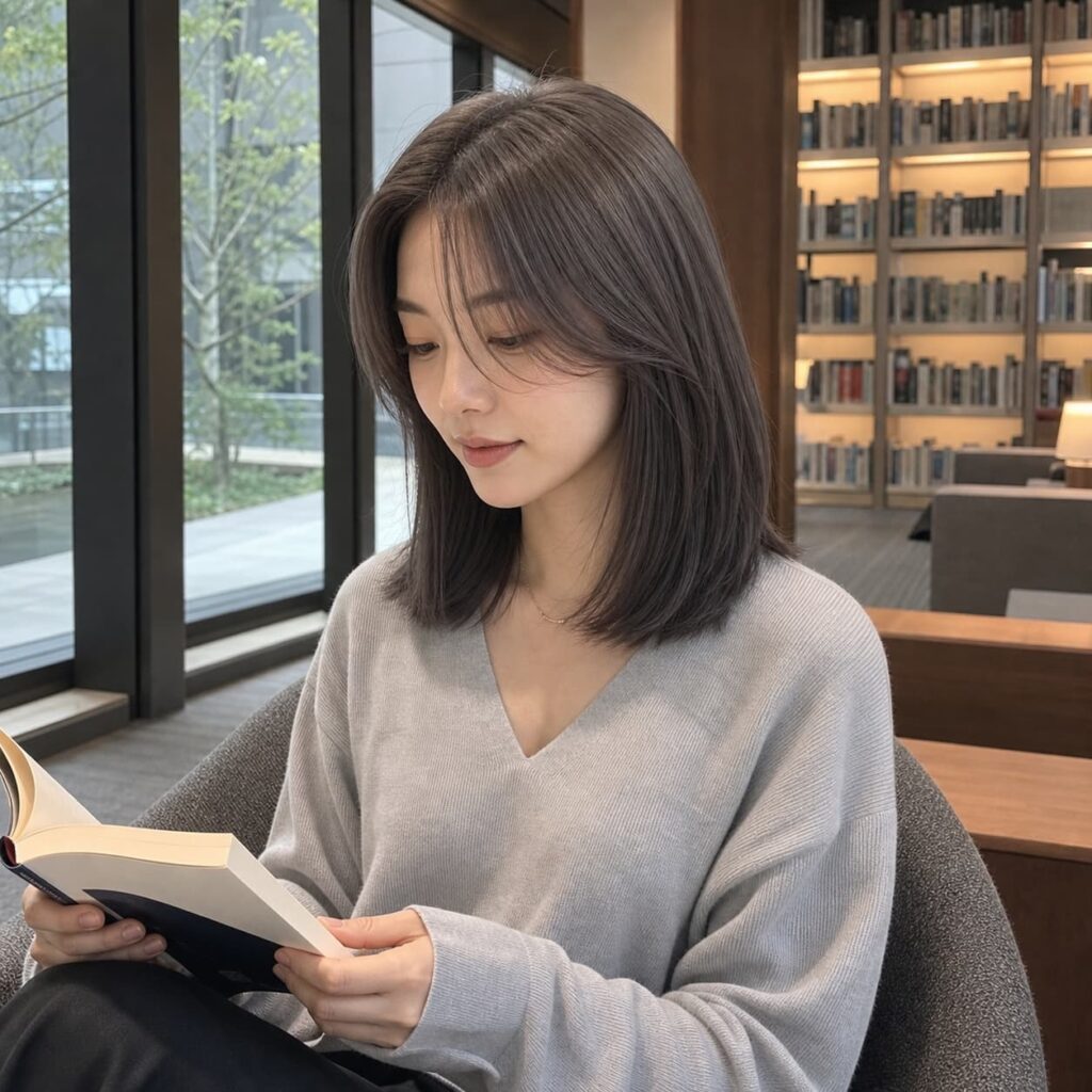 W06女生中短低層次髮型 染髮變化 11 煙燻灰棕