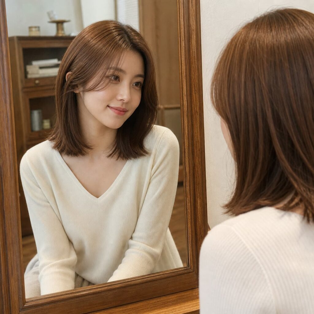 W06女生中短低層次髮型 染髮變化 13 楓糖棕