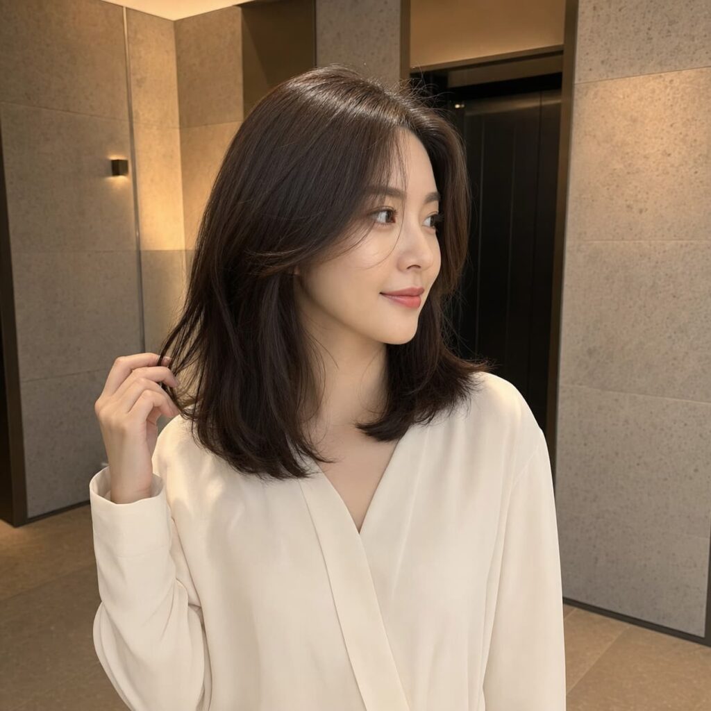 W06女生中短低層次髮型 染髮變化 24 黑茶棕低光