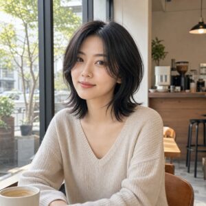 W07女生中短高層次髮型 日常場景 03 咖啡廳