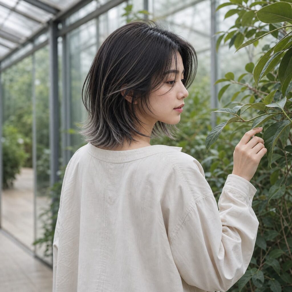 W07女生中短高層次髮型 染髮變化 24 黑茶銀灰髮尾漸層