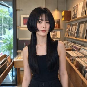 W18女生水母頭髮型 日常場景 01 唱片店正面